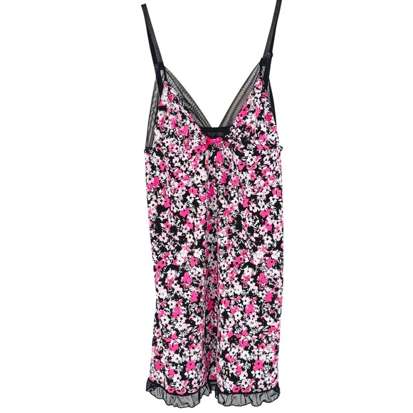 Jessica Simpson Dresses & Skirts - Jessica Simpson Pink Floral Mesh Babydoll Slip Dress Womens S Sheer Y2K Coquette